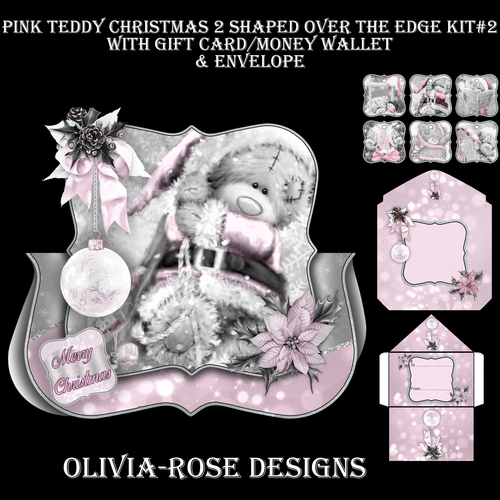 Pink Teddy Christmas 2 Shaped Over The Edge Kit #2   