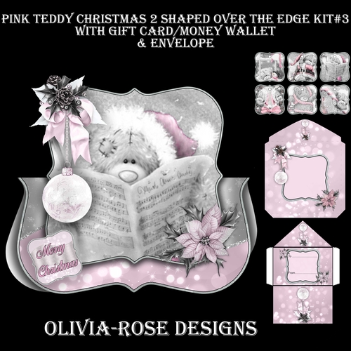 Pink Teddy Christmas 2 Shaped Over The Edge Kit #3   