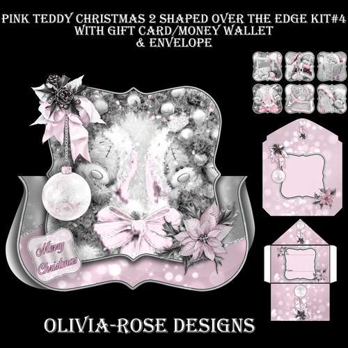 Pink Teddy Christmas 2 Shaped Over The Edge Kit #4   
