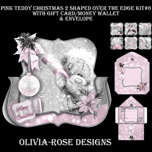 Pink Teddy Christmas 2 Shaped Over The Edge Kit #6  