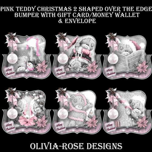 Pink Teddy Christmas 2 Shaped Over The Edge Bumper #1   