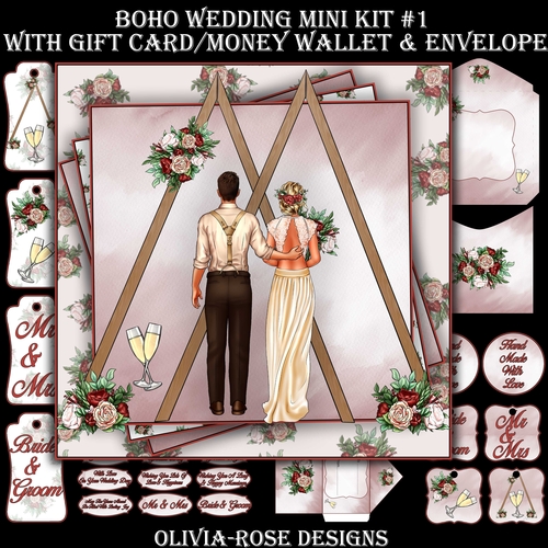 Boho Wedding Mini Kit #1    AND AN  MAIN CARD  