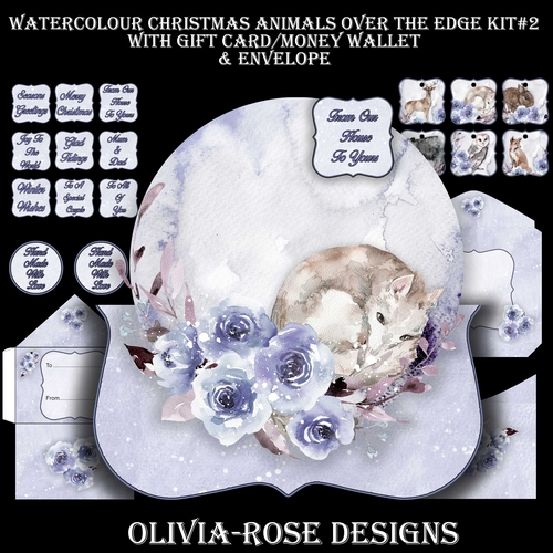 Watercolor Christmas Animals Over The Edge  Mini Kit #2 