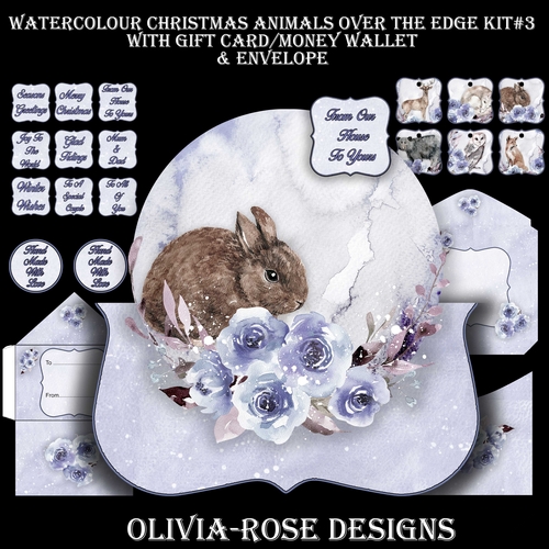 Watercolor Christmas Animals Over The Edge  Mini Kit #3 