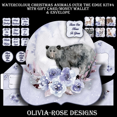 Watercolor Christmas Animals Over The Edge  Mini Kit #4 