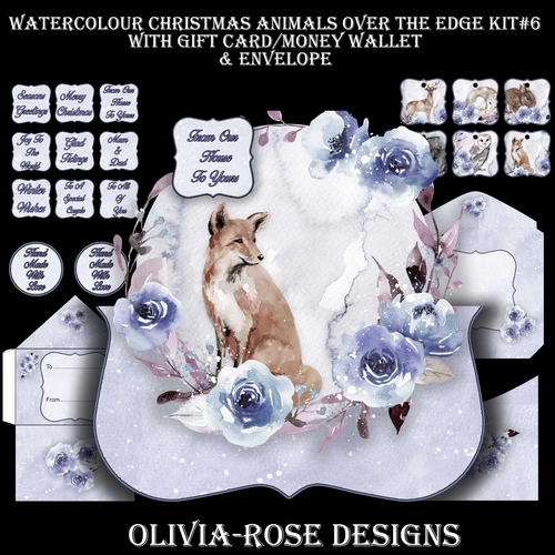 Watercolor Christmas Animals Over The Edge  Mini Kit #6 