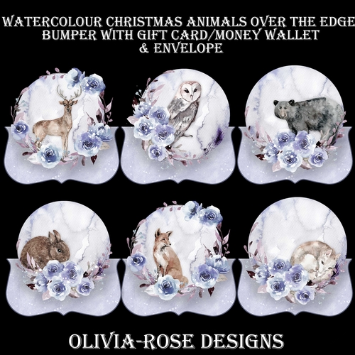 Watercolor Christmas Animals Over The Edge Bumper Kit #1 