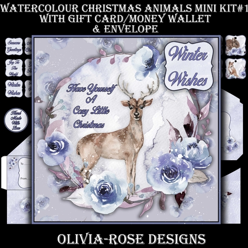 Watercolor Christmas Animals Mini Kit #1