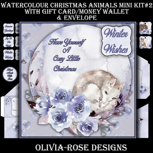 Watercolor Christmas Animals Mini Kit #2 
