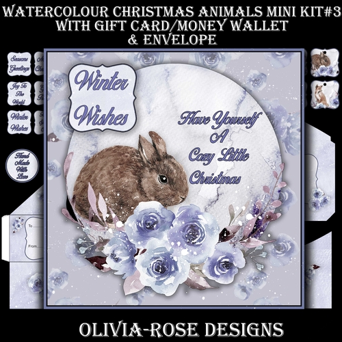 Watercolor Christmas Animals Mini Kit #3 