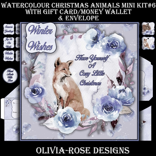 Watercolor Christmas Animals Mini Kit #6 