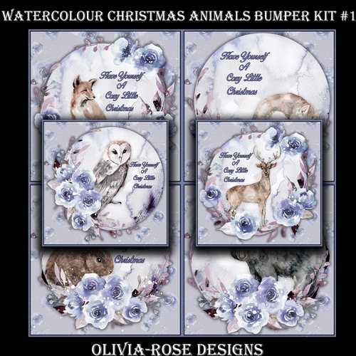 Watercolor Christmas Animals Bumper Kit #1 
