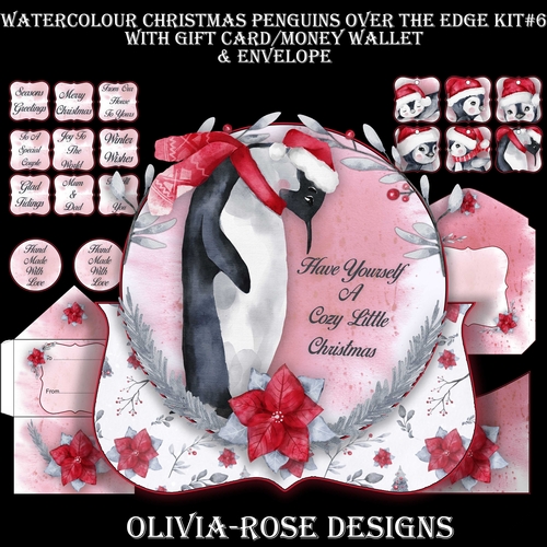 Watercolor Christmas Penguins Over The Edge Mini Kit #6