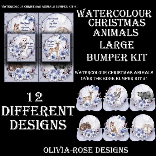 Watercolor Christmas Animals Large  Bumper Kit #1 