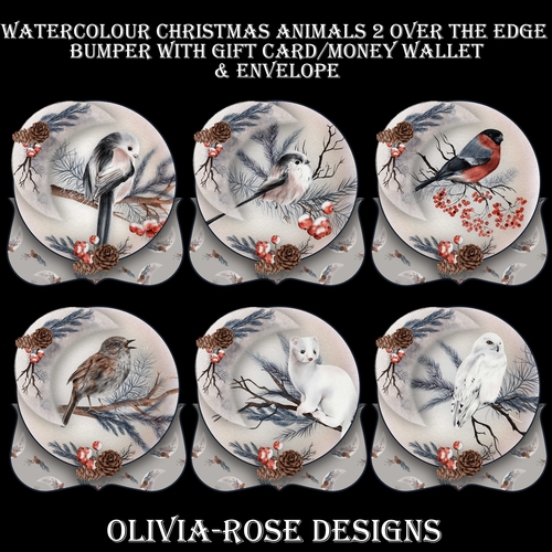 Watercolor Christmas Animals 2 Over The Edge Bumper Kit #1   AND AN  TOPPER   JUST THE IMAGE**