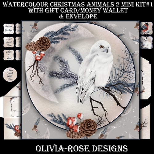 Watercolor Christmas Animals 2  Mini Kit #1  