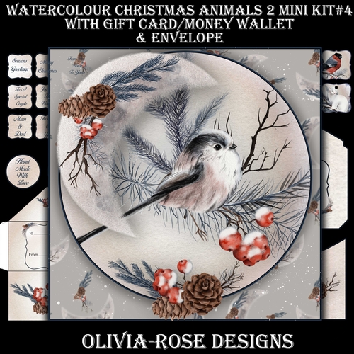 Watercolor Christmas Animals 2  Mini Kit #4  