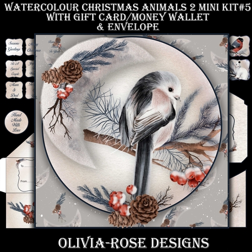 Watercolor Christmas Animals 2  Mini Kit #5  