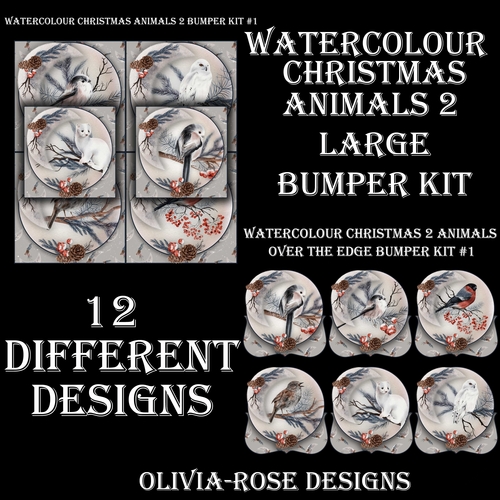 Watercolor Christmas Animals 2 Large  Bumper Kit #1    AND AN    JUST THE IMAGE**