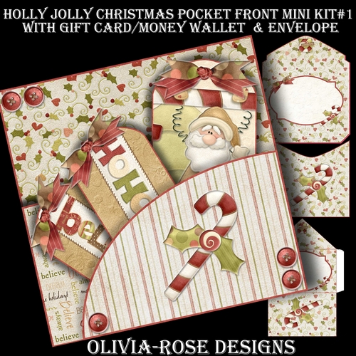 Holly Jolly Christmas Pocket Front Mini Kit #1  
