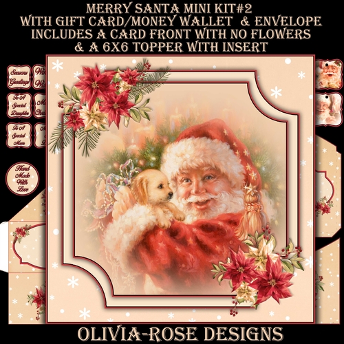 Merry Santa Mini Kit #2    AN  NO FLOWERS  & A 6X6 TOPPER  INSERT**