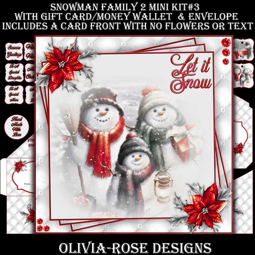 Snowman Family 2 Mini Kit #3    AN  NO FLOWERS OR TEXT  & A 6X6 TOPPER  INSERT**