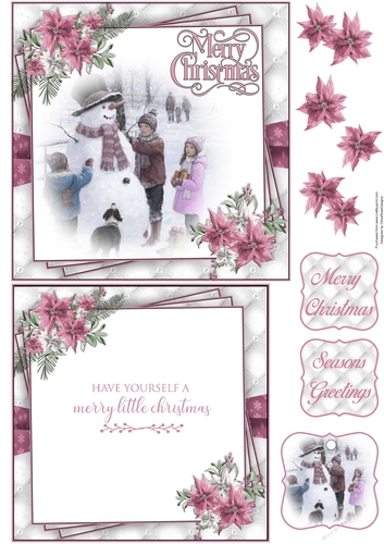 Merry Christmas Pink 6X6 Topper Sheet #2 