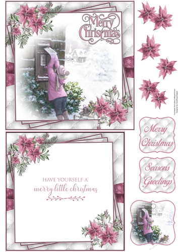 Merry Christmas Pink 6X6 Topper Sheet #3 