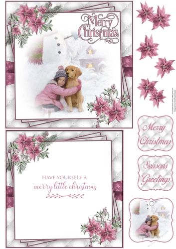 Merry Christmas Pink 6X6 Topper Sheet #4 