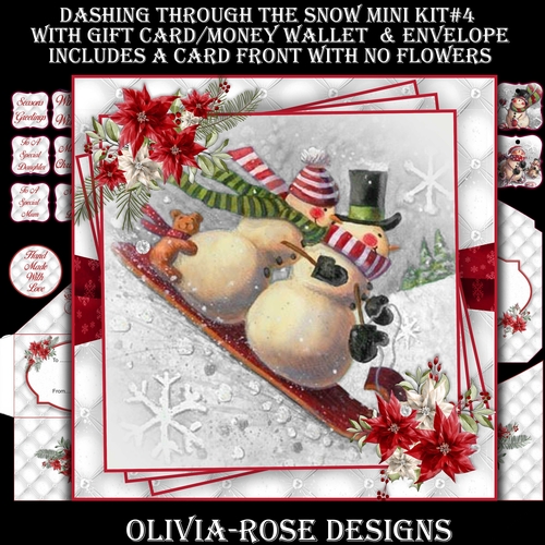Dashing Through The Snow Mini Kit #4   **   WITH NO FLOWERS &   7X7