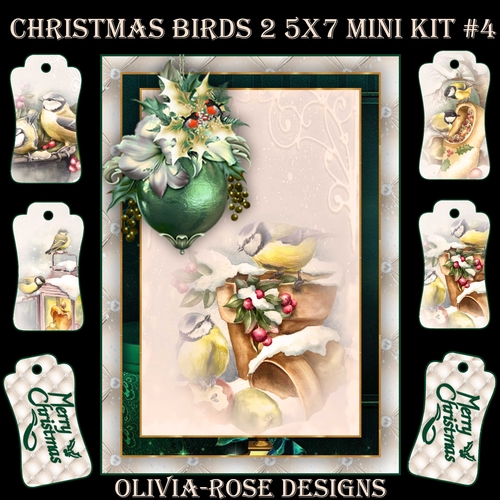 Christmas Birds 2 5X7 Mini Kit #4  