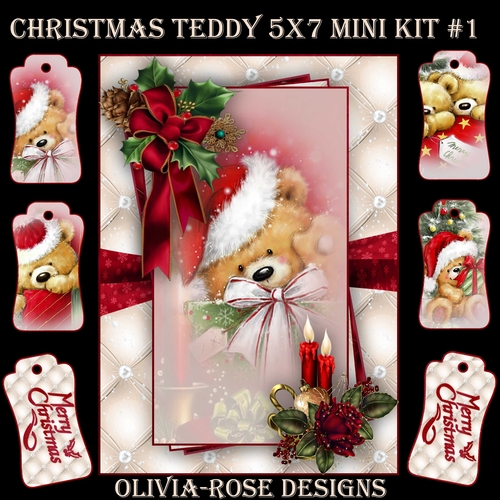 Christmas Teddy 5X7 Mini Kit #1  