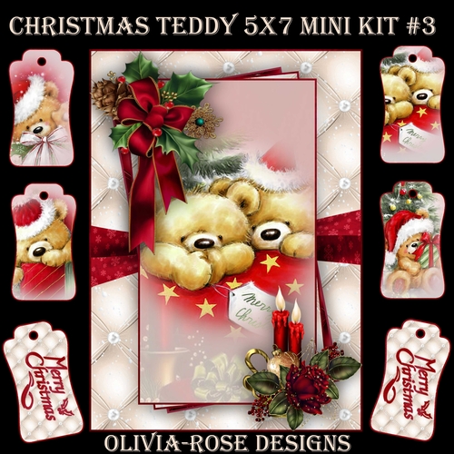 Christmas Teddy 5X7 Mini Kit #3  