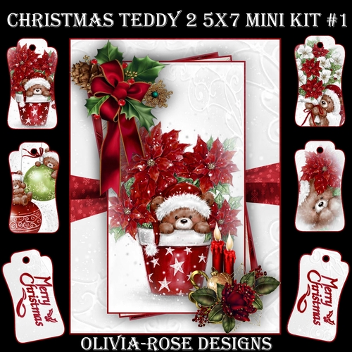 Christmas Teddy 2 5X7 Mini Kit #1  