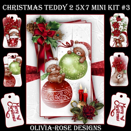Christmas Teddy 2 5X7 Mini Kit #3  