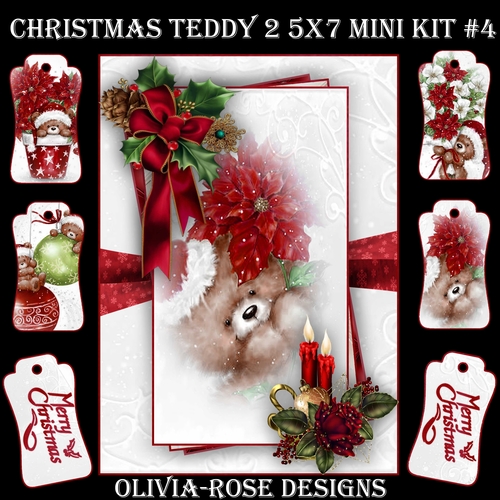 Christmas Teddy 2 5X7 Mini Kit #4  