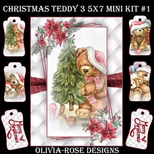Christmas Teddy 3 5X7 Mini Kit #1  