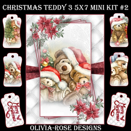 Christmas Teddy 3 5X7 Mini Kit #2  