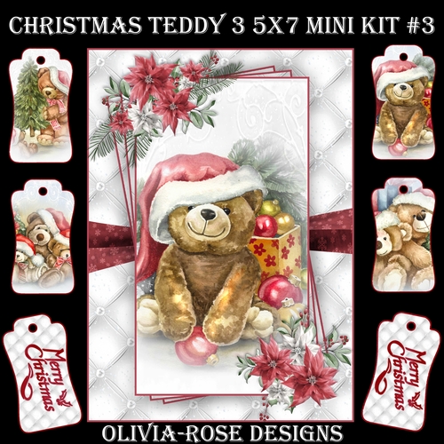Christmas Teddy 3 5X7 Mini Kit #3  