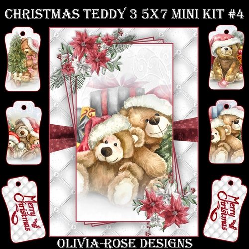 Christmas Teddy 3 5X7 Mini Kit #4  