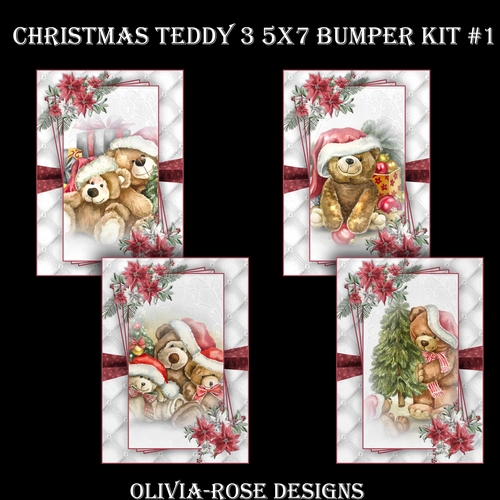 Christmas Teddy 3 5X7 Bumper Kit #1  