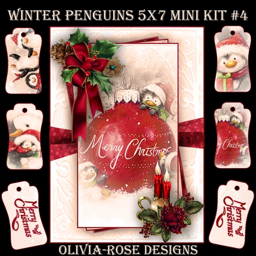 Winter Penguins 5X7 Mini Kit #4  