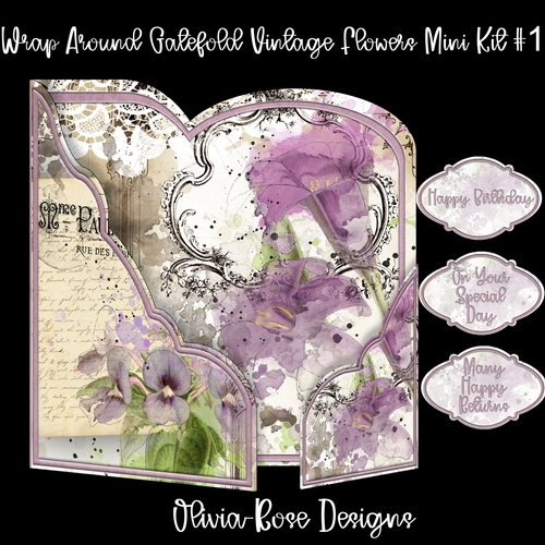 Wrap Around Gatefold Vintage Flowers Mini Kit #1
