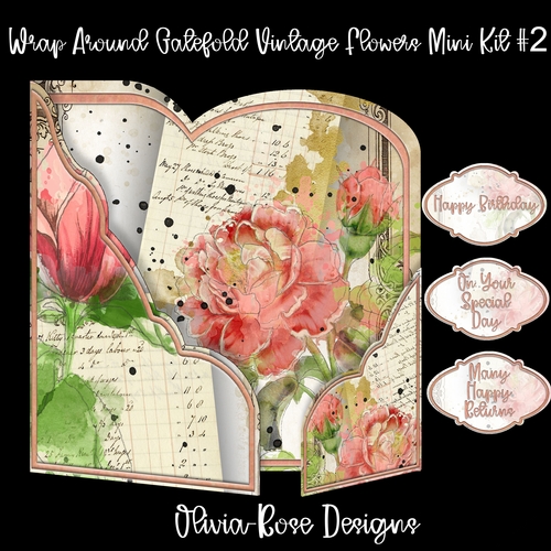 Wrap Around Gatefold Vintage Flowers Mini Kit #2