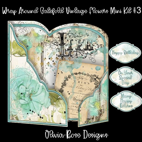 Wrap Around Gatefold Vintage Flowers Mini Kit #3
