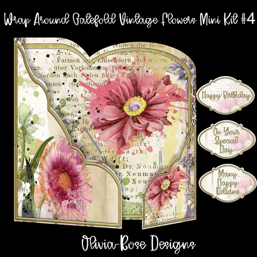 Wrap Around Gatefold Vintage Flowers Mini Kit #4