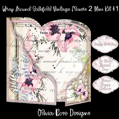 Wrap Around Gatefold Vintage Flowers 2 Mini Kit #1