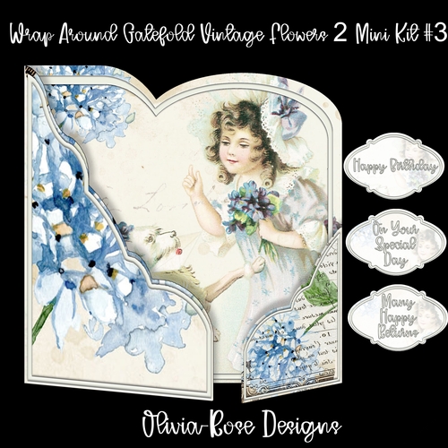 Wrap Around Gatefold Vintage Flowers 2 Mini Kit #3
