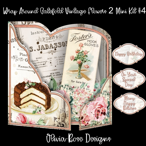 Wrap Around Gatefold Vintage Flowers 2 Mini Kit #4