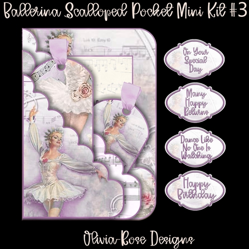 Ballerina Scalloped Pocket Card Mini Kit #3